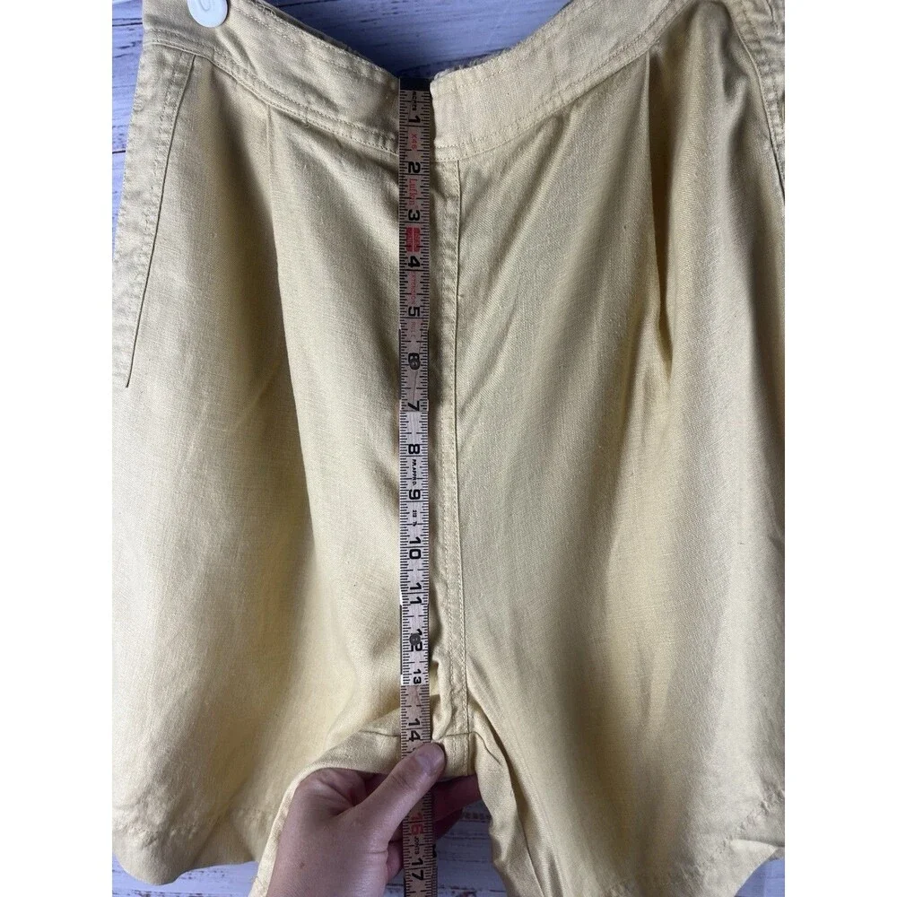 100% Linen Bermuda Women's Size L Yellow by debra Deroo